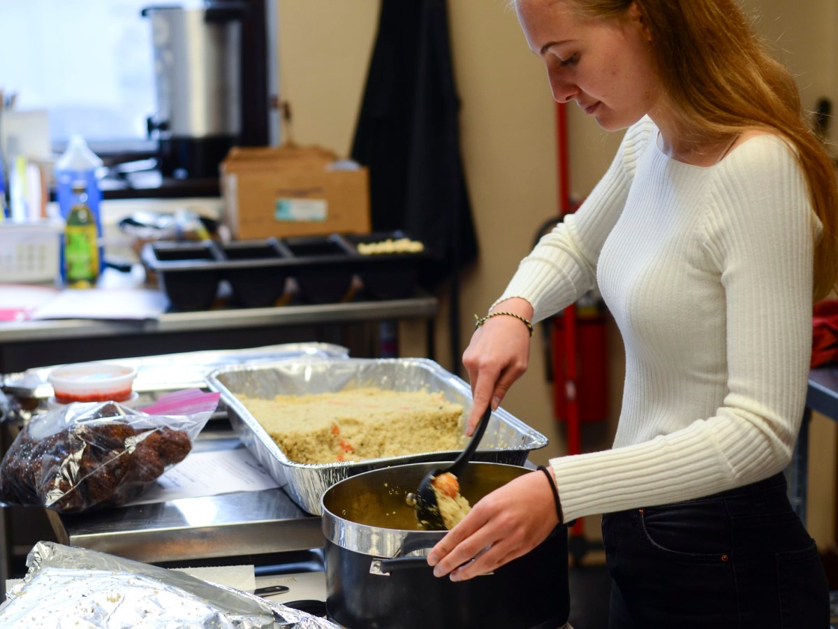 Woman serving food