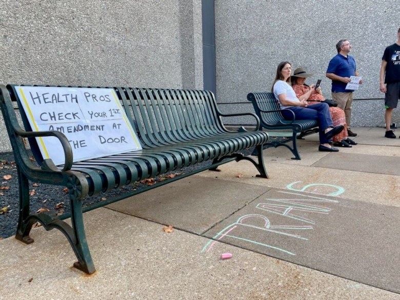 A sign protests the La Crosse City Council’s decision to ban conversion therapy.