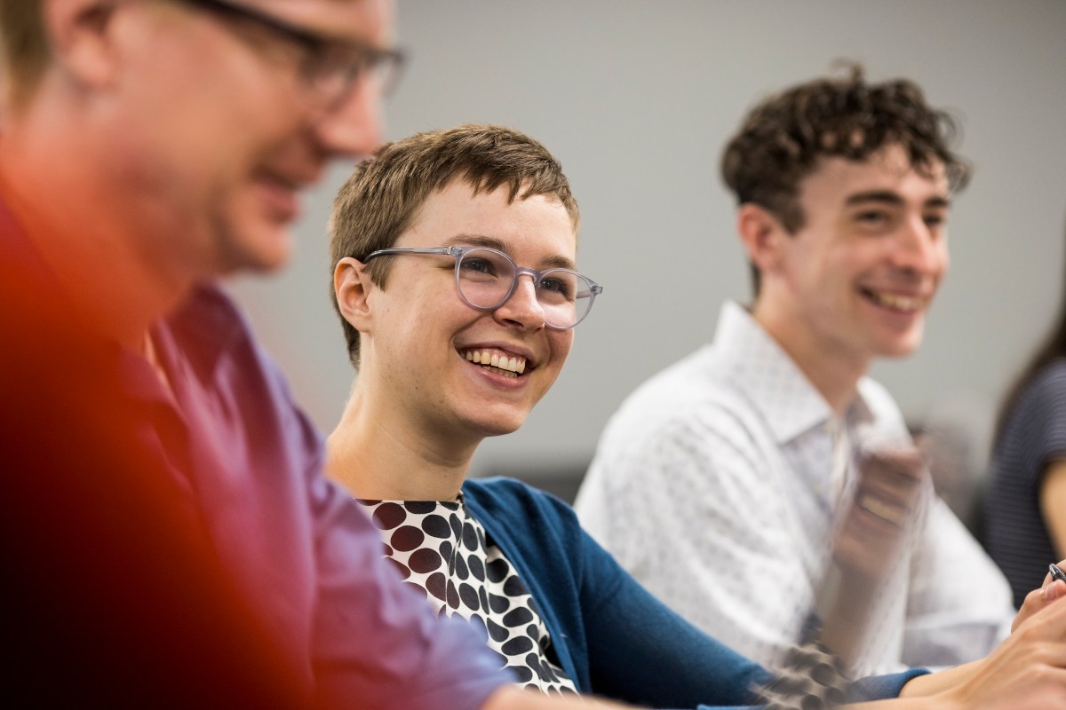 Portrait of Phoebe Petrovic in a meeting.